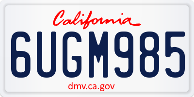 CA license plate 6UGM985