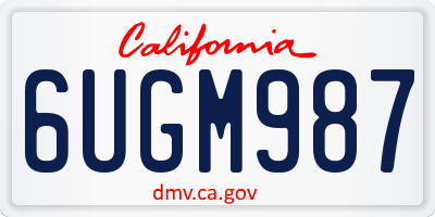 CA license plate 6UGM987