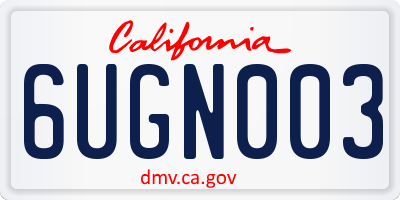CA license plate 6UGN003