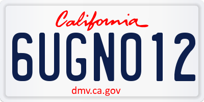 CA license plate 6UGN012