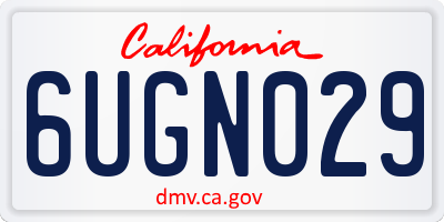CA license plate 6UGN029