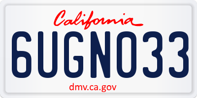 CA license plate 6UGN033