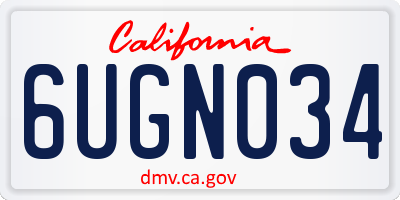 CA license plate 6UGN034