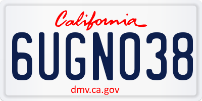 CA license plate 6UGN038