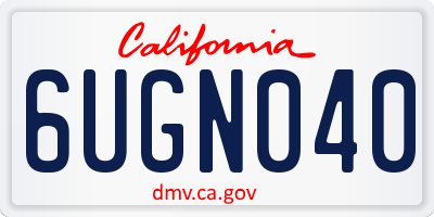 CA license plate 6UGN040