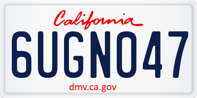CA license plate 6UGN047