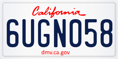 CA license plate 6UGN058