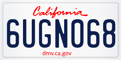 CA license plate 6UGN068