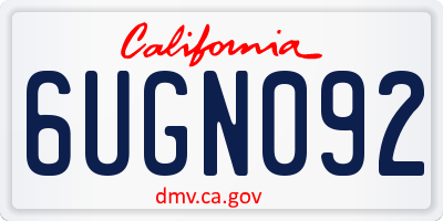 CA license plate 6UGN092