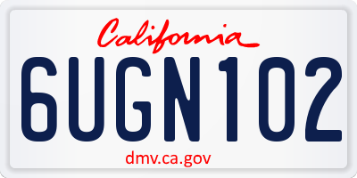 CA license plate 6UGN102
