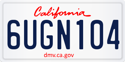 CA license plate 6UGN104