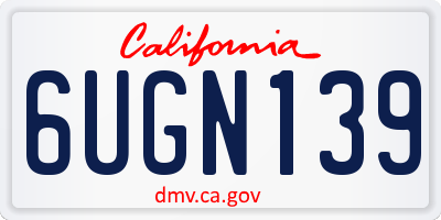 CA license plate 6UGN139