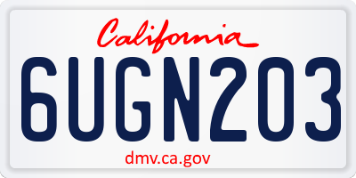 CA license plate 6UGN203