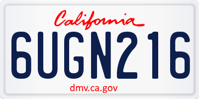 CA license plate 6UGN216