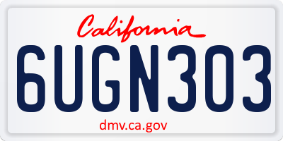 CA license plate 6UGN303