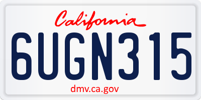 CA license plate 6UGN315