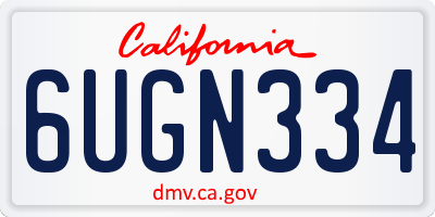 CA license plate 6UGN334