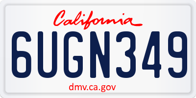 CA license plate 6UGN349