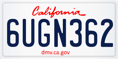 CA license plate 6UGN362