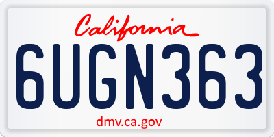 CA license plate 6UGN363