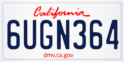 CA license plate 6UGN364