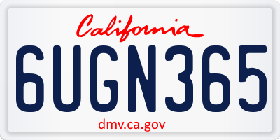 CA license plate 6UGN365