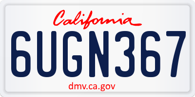 CA license plate 6UGN367