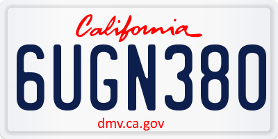 CA license plate 6UGN380