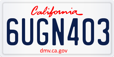CA license plate 6UGN403