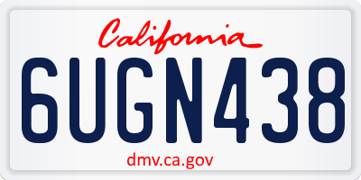 CA license plate 6UGN438