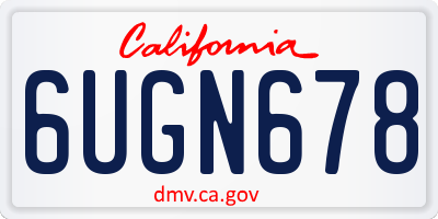 CA license plate 6UGN678