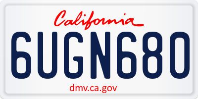 CA license plate 6UGN680