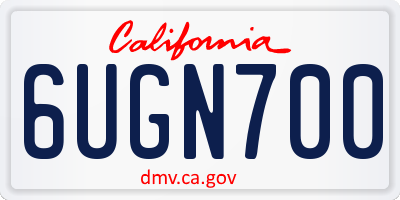 CA license plate 6UGN700