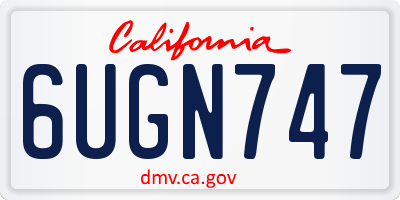 CA license plate 6UGN747