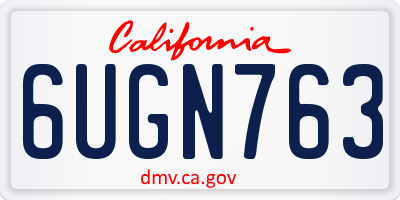 CA license plate 6UGN763