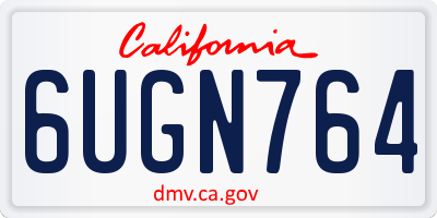 CA license plate 6UGN764