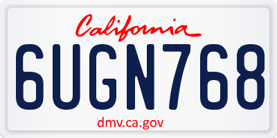 CA license plate 6UGN768