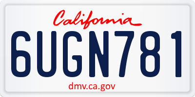 CA license plate 6UGN781