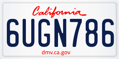 CA license plate 6UGN786