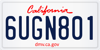 CA license plate 6UGN801