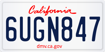 CA license plate 6UGN847