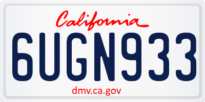 CA license plate 6UGN933
