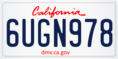 CA license plate 6UGN978