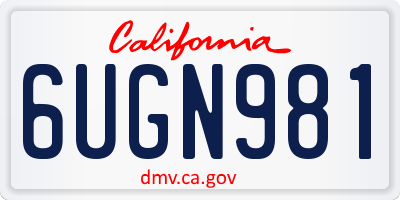 CA license plate 6UGN981