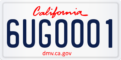 CA license plate 6UGO001