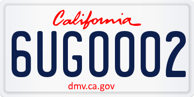 CA license plate 6UGO002