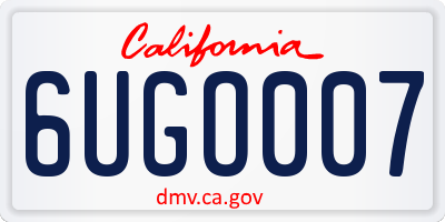 CA license plate 6UGO007