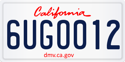 CA license plate 6UGO012