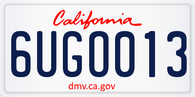 CA license plate 6UGO013