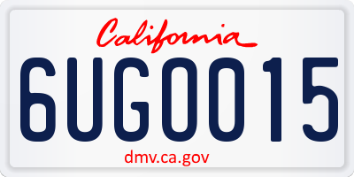 CA license plate 6UGO015